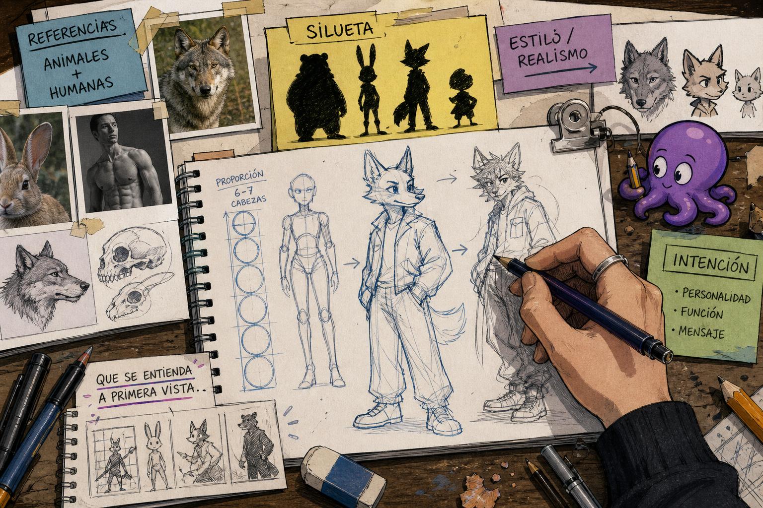 Cómo dibujar personajes antropomórficos: guía de diseño